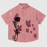Jeanshemd mit Rosen-Schmetterling